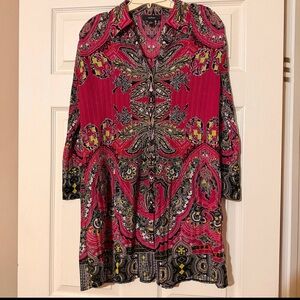 Alfani Extra Long Tunic Shirt Stretch Knit Blouse Or Mini Dress Size 12 Casual